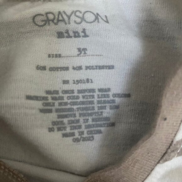 Grayson Mini Neutral Striped Toddler T-Shirt Beige & White 3T – Soft Cotton Tee - Picture 6 of 6